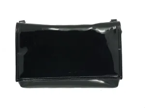 LONI Womens Delightful Clutch/Shoulder/Crossbody/Wristlet Bag Size Small in black faux patent leather