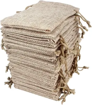 Lot of 100 Burlap Bags with Drawstring Gift Bags Jewelry Pouches Sacks for Wedding Party and DIY Craft, 5 x 3.5 Inches…