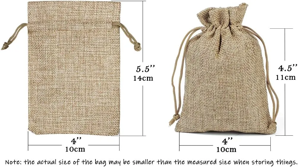 Lot of 100 Burlap Bags with Drawstring Gift Bags Jewelry Pouches Sacks for Wedding Party and DIY Craft, 5 x 3.5 Inches…