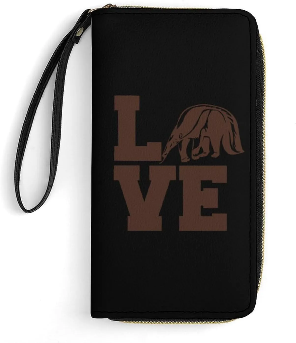 Love Giant Anteater Women’s Wallet Zippered Long Clutch Purse Leather Handbag with Wristlet Strap