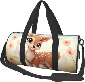 Lovely Deer Travel Duffle Bag Carry On Weekender Overnight Bag Sport Gym Bag for Women Men Foldable Travel Duffle Round Duffle Bag for Travel Sports Gym