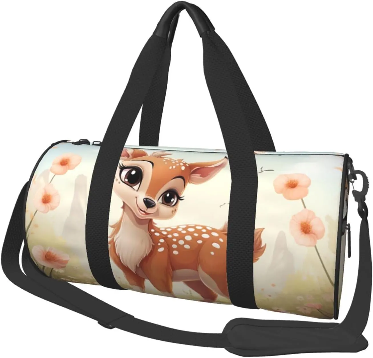 Lovely Deer Travel Duffle Bag Carry On Weekender Overnight Bag Sport Gym Bag for Women Men Foldable Travel Duffle Round Duffle Bag for Travel Sports Gym