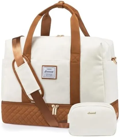 LOVEVOOK Travel Duffel Bag, 18inch Weekender Bags for Women with Shoe Compartment，35L Carry on Overnight Bag with Toiletry Bag, Gym Duffel Bag with Wet Pocket, Hospital Bags for Labor and Deliver