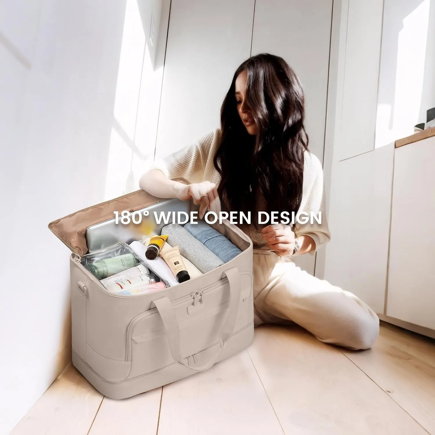 LOVEVOOK Weekender Bags for Women Travel, Large Personal Item Travel Overnight Bag, Carry on Duffle Bags with Shoe Compartment, Toiletry Bag, Wet Pocket, for Airplane, Hospital Labor Delivery