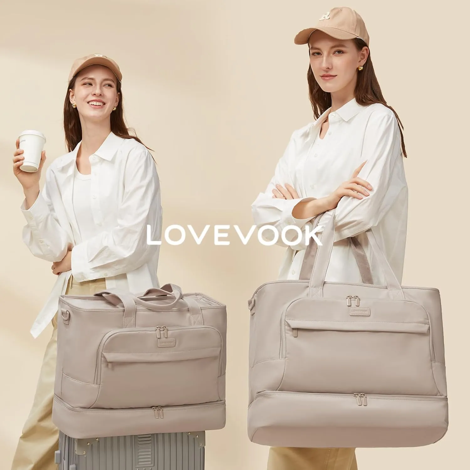 LOVEVOOK Weekender Bags for Women Travel, Large Personal Item Travel Overnight Bag, Carry on Duffle Bags with Shoe Compartment, Toiletry Bag, Wet Pocket, for Airplane, Hospital Labor Delivery