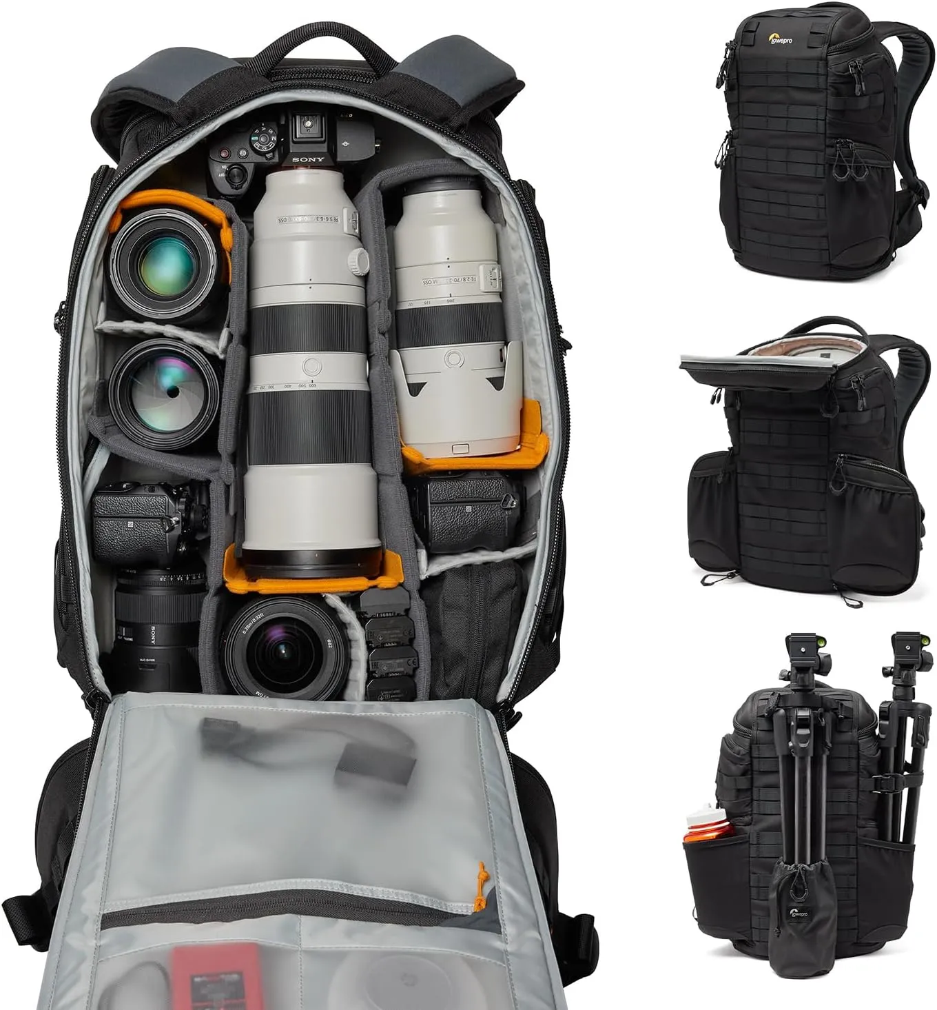 Lowepro ProTactic BP 450 AW III Camera Backpack, 4-Point Access, Professional Camera Bag, DSLR/Drones/Mirrorless, Up to 16" Laptop, Rain Cover, for Photographer,Videographer, Volume 28L