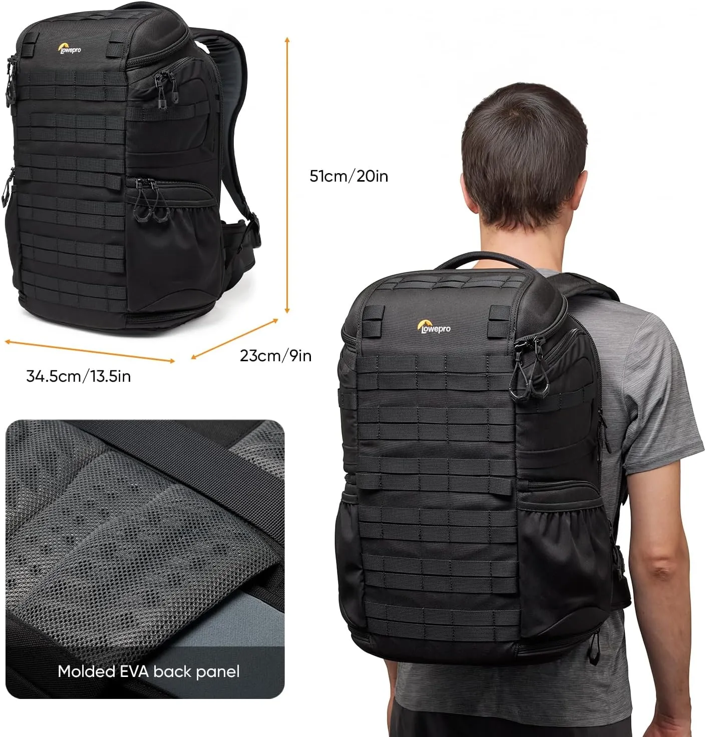 Lowepro ProTactic BP 450 AW III Camera Backpack, 4-Point Access, Professional Camera Bag, DSLR/Drones/Mirrorless, Up to 16" Laptop, Rain Cover, for Photographer,Videographer, Volume 28L