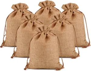 Lucky Monet 25/50/100PCS Burlap Gift Bags Wedding Hessian Jute Bags Linen Jewelry Pouches with Drawstring for Birthday, Party, Wedding Favors, Present, Art and DIY Craft (100Pcs, Coffee, 4” x 6”)
