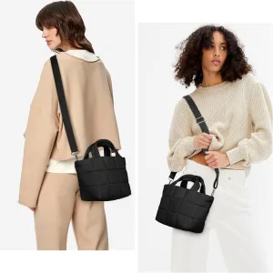 Lushandy Small Puffer Tote Bag, Quilted Nylon Crossbody Bags for Women Mini Puffy Tote Bag Lightweight Soft Shoulder Handbag