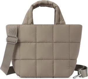 Lushandy Small Puffer Tote Bag, Quilted Nylon Crossbody Bags for Women Mini Puffy Tote Bag Lightweight Soft Shoulder Handbag