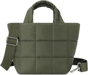 Lushandy Small Puffer Tote Bag, Quilted Nylon Crossbody Bags for Women Mini Puffy Tote Bag Lightweight Soft Shoulder Handbag
