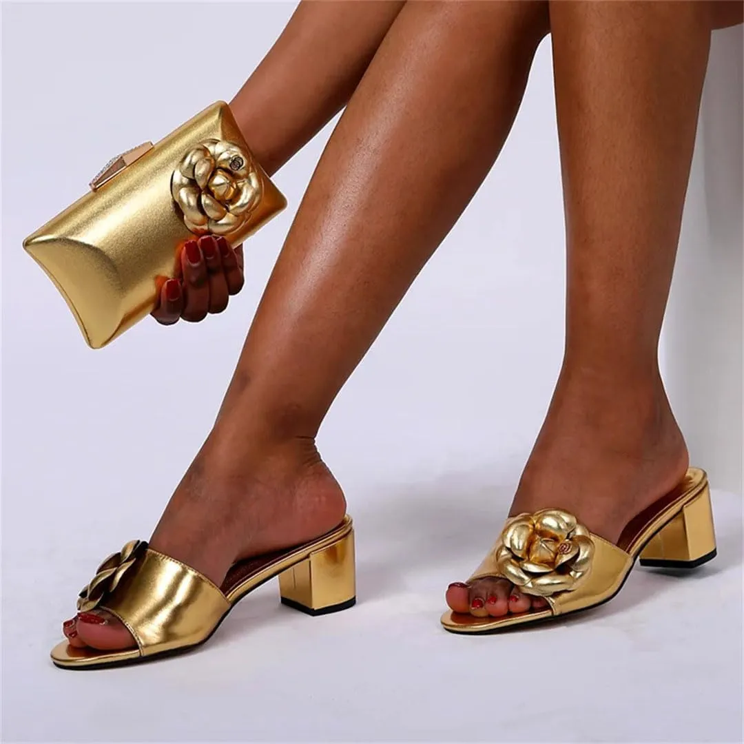 Luxury African Wedding Shoes Set with Crystal-Encrusted Heels and Evening Bag Bridal Pumps