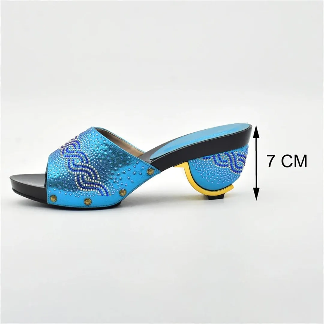 Luxury Crystal Encrusted Wedding Shoes Purse Set African Bridal Party Rhinestone Pumps Italian Design