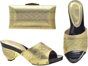 Luxury Crystal Encrusted Wedding Shoes Purse Set African Bridal Party Rhinestone Pumps Italian Design