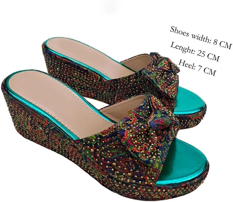 Luxury Women’s Heels and Clutch Set African Wedding Rhinestone Decor Italian Banquet Party Shoes