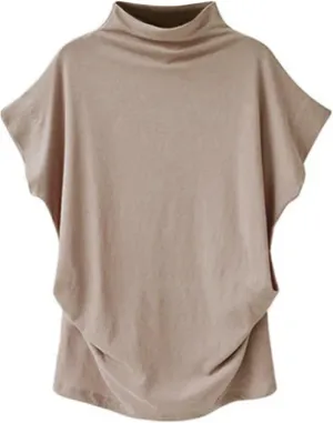 LYANER Women's Casual Mock Neck Ruffle Short Sleeve Summer Blouse Shirt Top