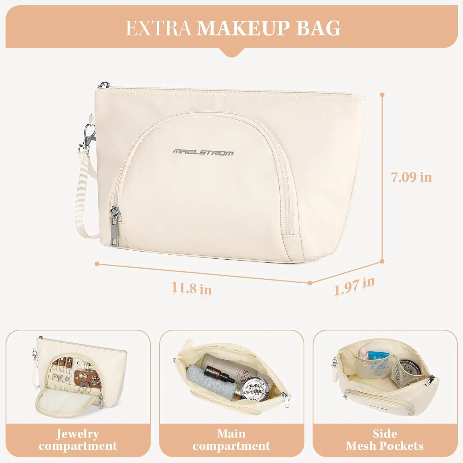 Maelstrom Gym Bag for Women,40L Travel Duffel Bag with Shoes Compartment and Wet Pocket,Waterproof Carry On Weekender Bag,Sport Gym Tote Bags Swimming Yoga, Hospital Holdalls-Beige