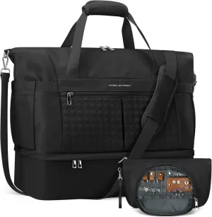 Maelstrom Gym Bag for Women,40L Travel Duffel Bag with Shoes Compartment and Wet Pocket,Waterproof Carry On Weekender Bag,Sport Gym Tote Bags Swimming Yoga, Hospital Holdalls-Black