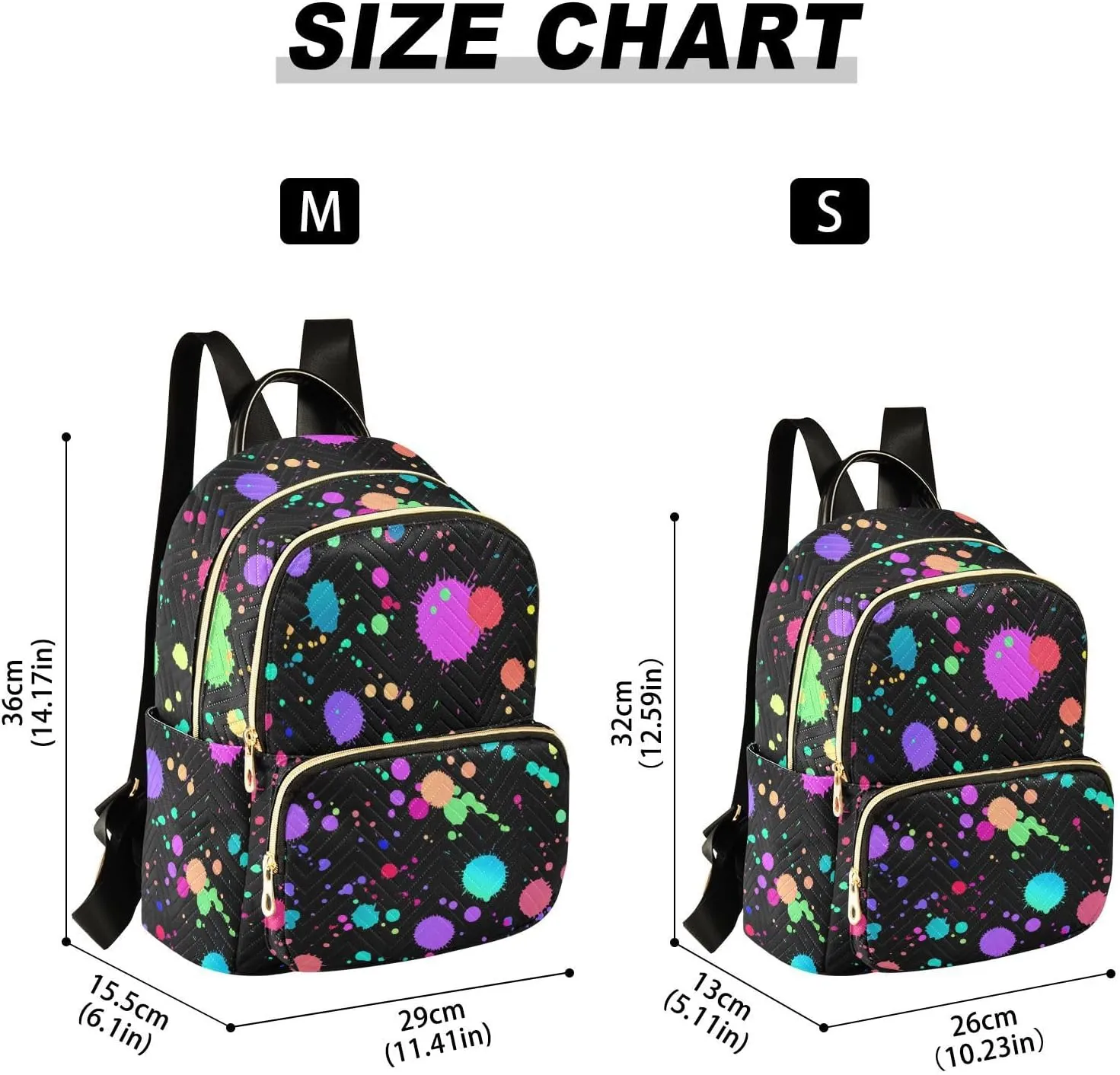 Magic Neon Splash Mini Backpack Women's Quilted Small Backpack Purse for Women College Fashion Travel Daypack Shoulder Bag