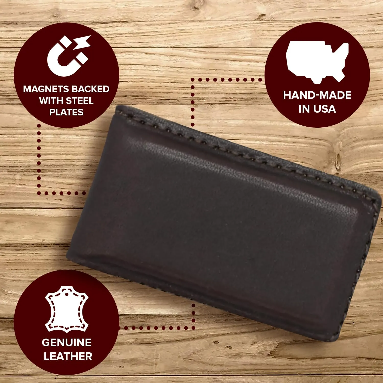 Magnetic Money Clip for Men Genuine Leather Money Clip for Men with 2 Strong Shielded Magnets | Minimalist, Slim Money Clip Holds 10 to 12 Bills