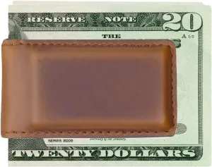 Magnetic Money Clip for Men - Genuine Leather, Slim Design Holds 10 to 12 Bills