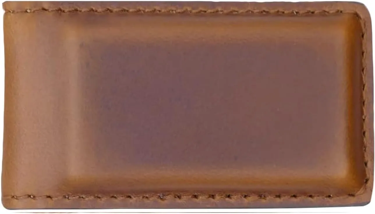 Magnetic Money Clip for Men - Genuine Leather, Slim Design Holds 10 to 12 Bills