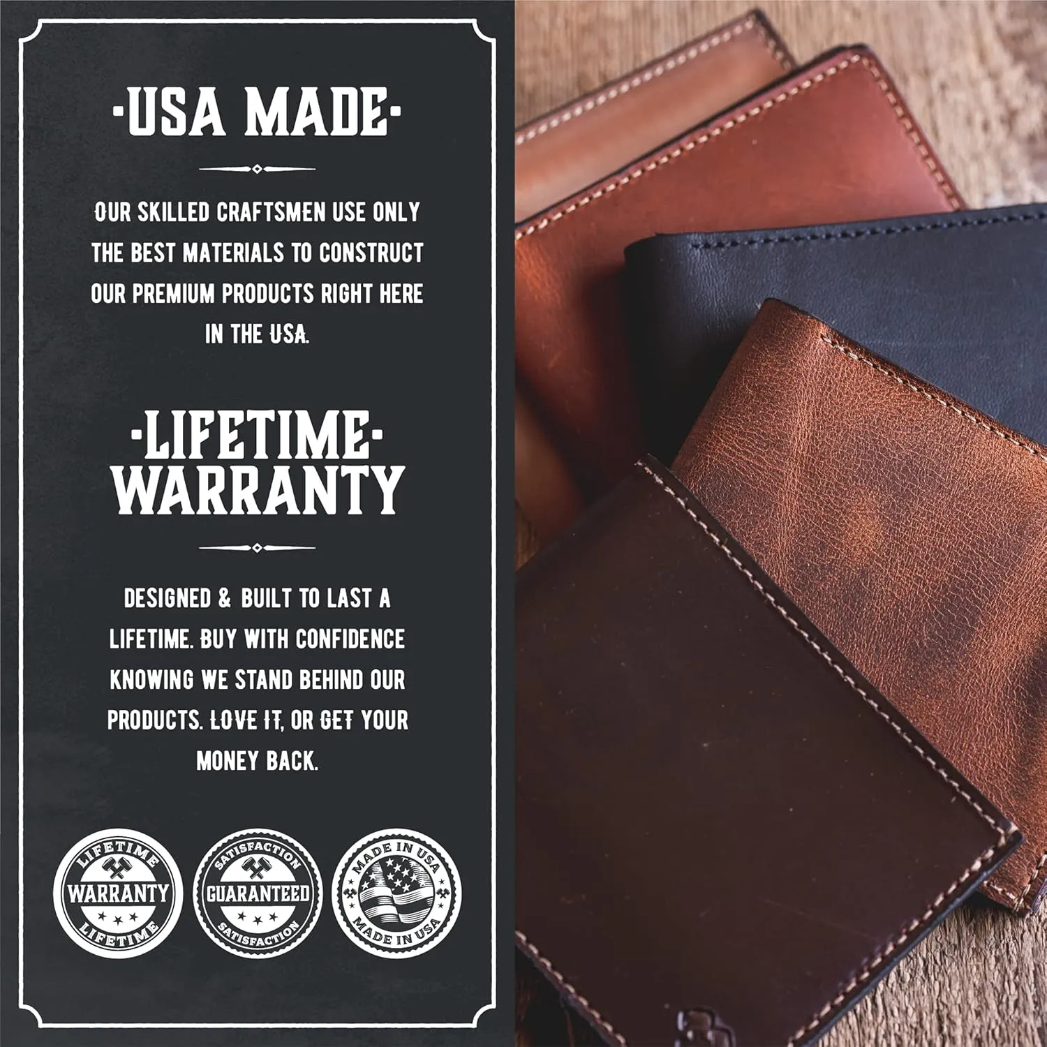 Main Street Forge Bifold Wallet | Made in USA | Mens Leather Bifold Wallets (Bootlegger Brown)