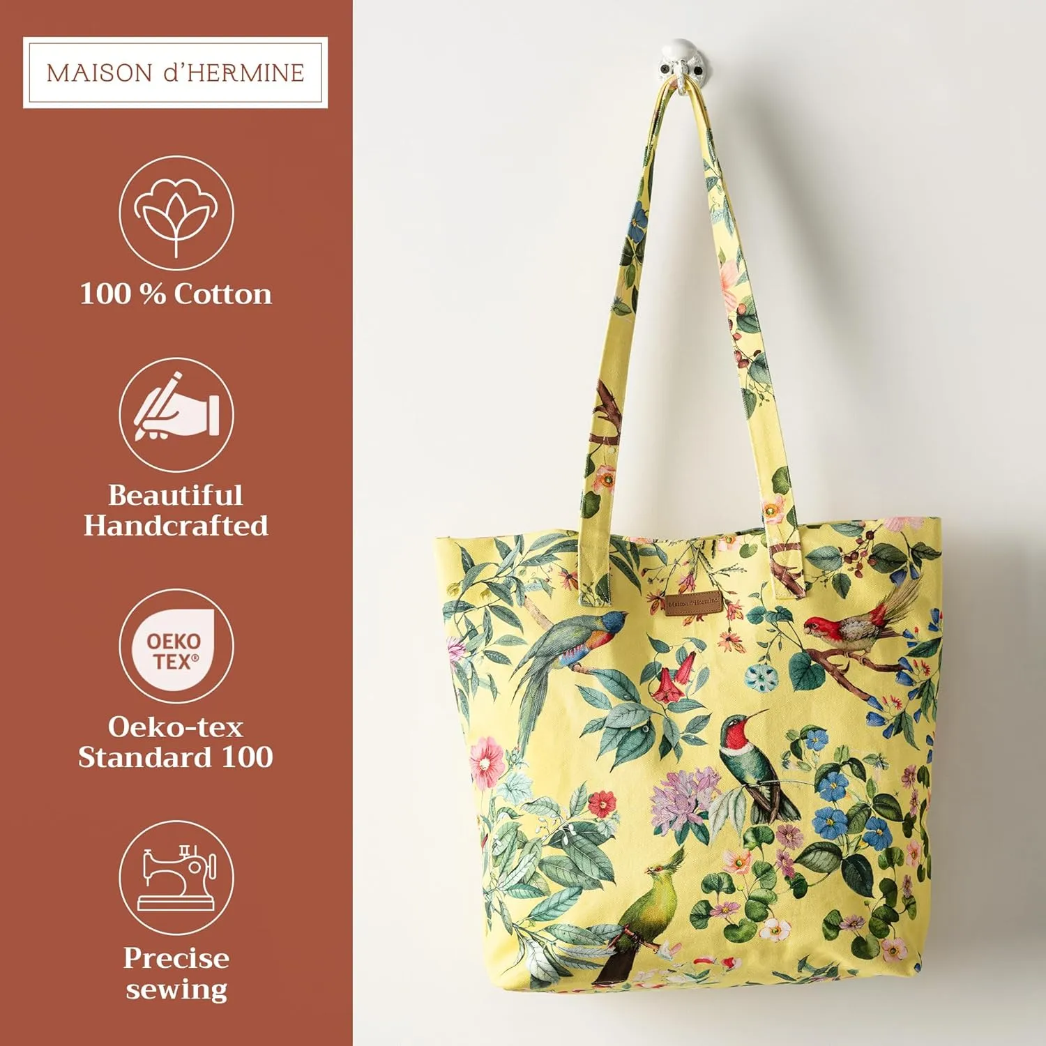 Maison d' Hermine Canvas Tote Bag for Women Cotton Canvas Reusable Shoulder Grocery Bags Bulk with Handle for Shopping Travel