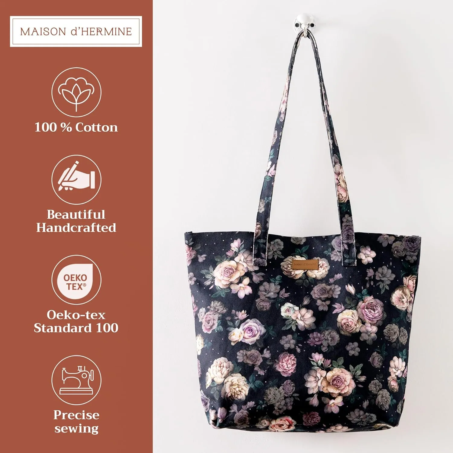 Maison d' Hermine Canvas Tote Bag for Women Cotton Canvas Reusable Shoulder Grocery Bags Bulk with Handle for Shopping Travel