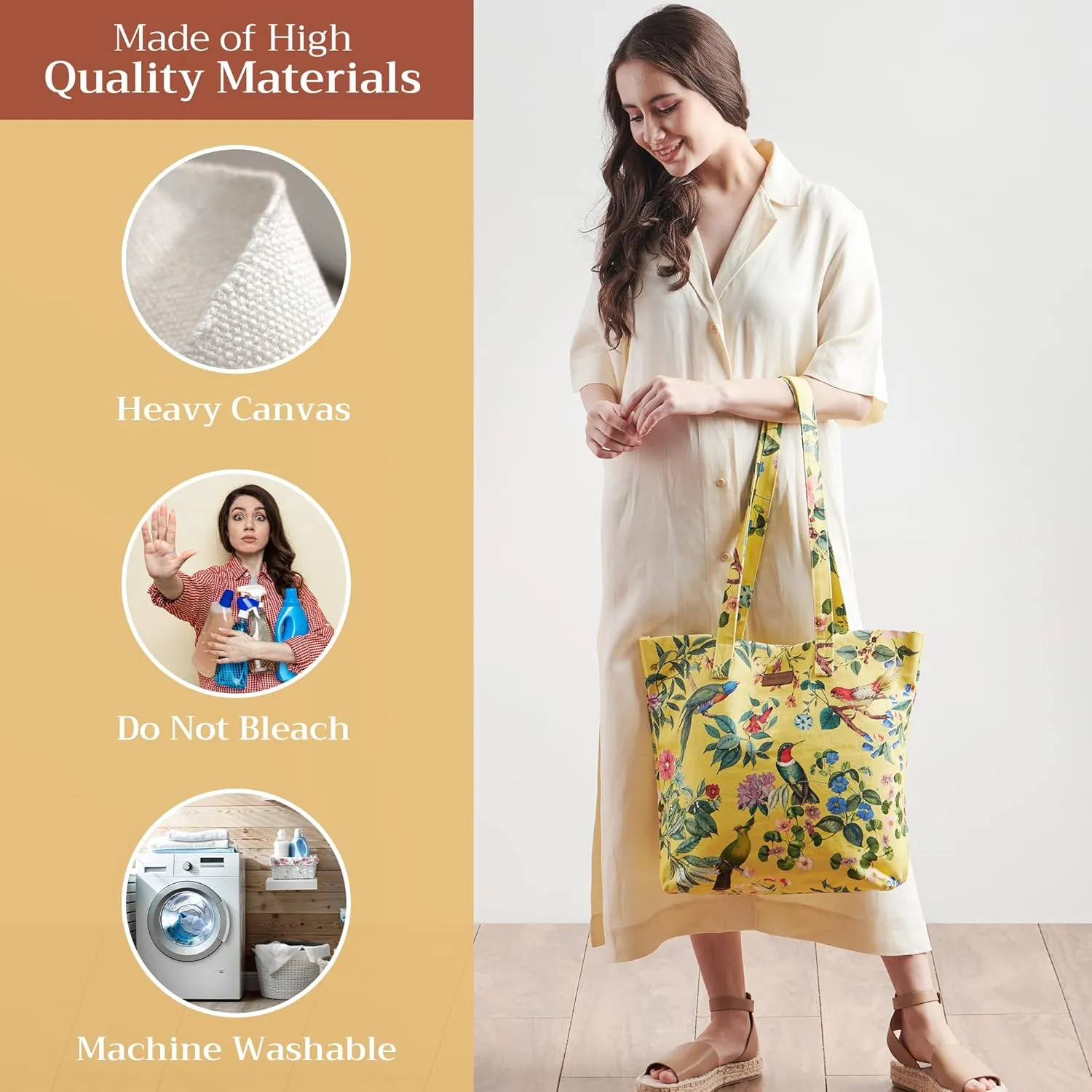 Maison d' Hermine Canvas Tote Bag for Women Cotton Canvas Reusable Shoulder Grocery Bags Bulk with Handle for Shopping Travel