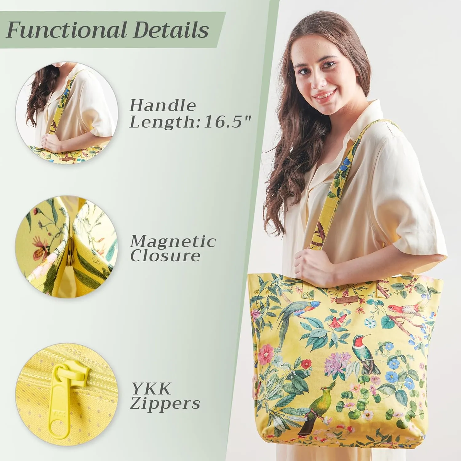 Maison d' Hermine Canvas Tote Bag for Women Cotton Canvas Reusable Shoulder Grocery Bags Bulk with Handle for Shopping Travel