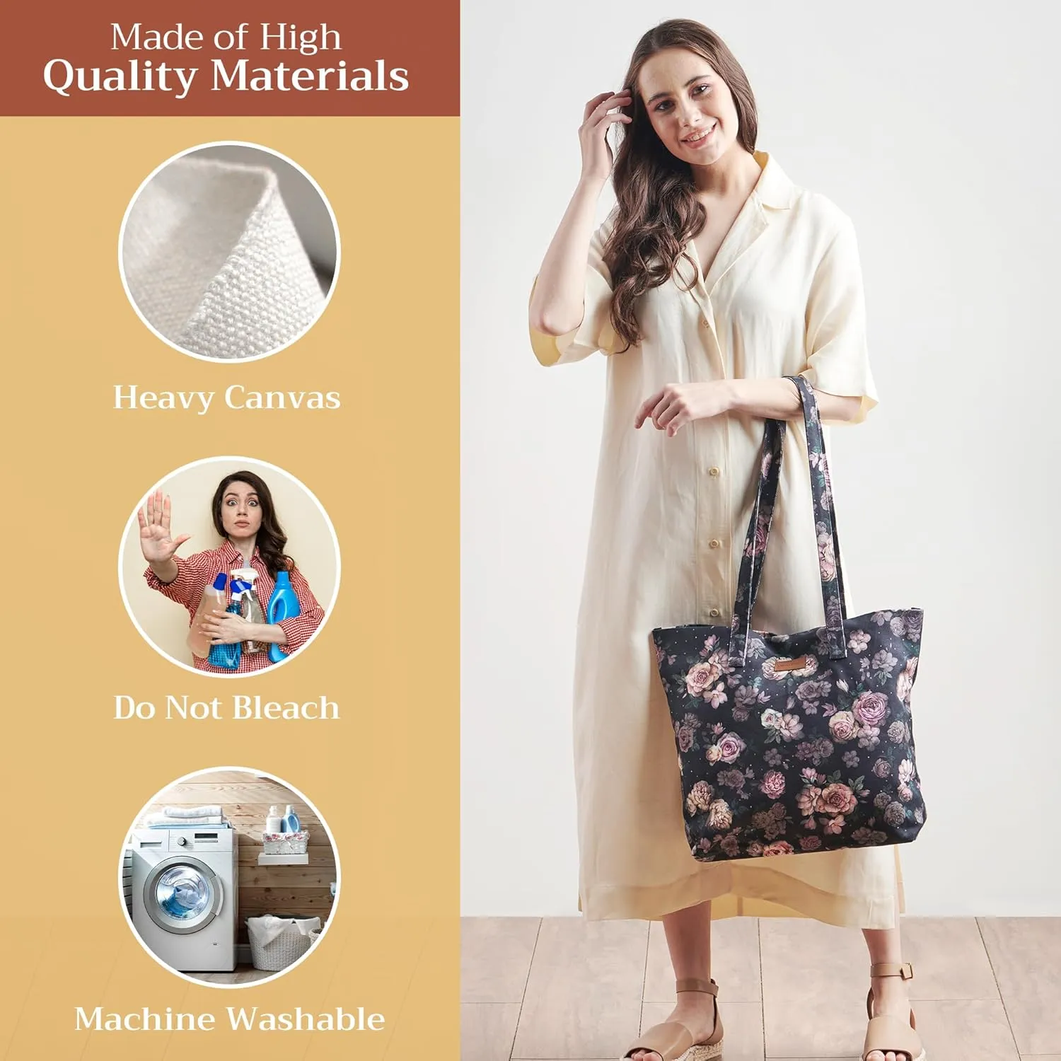 Maison d' Hermine Canvas Tote Bag for Women Cotton Canvas Reusable Shoulder Grocery Bags Bulk with Handle for Shopping Travel