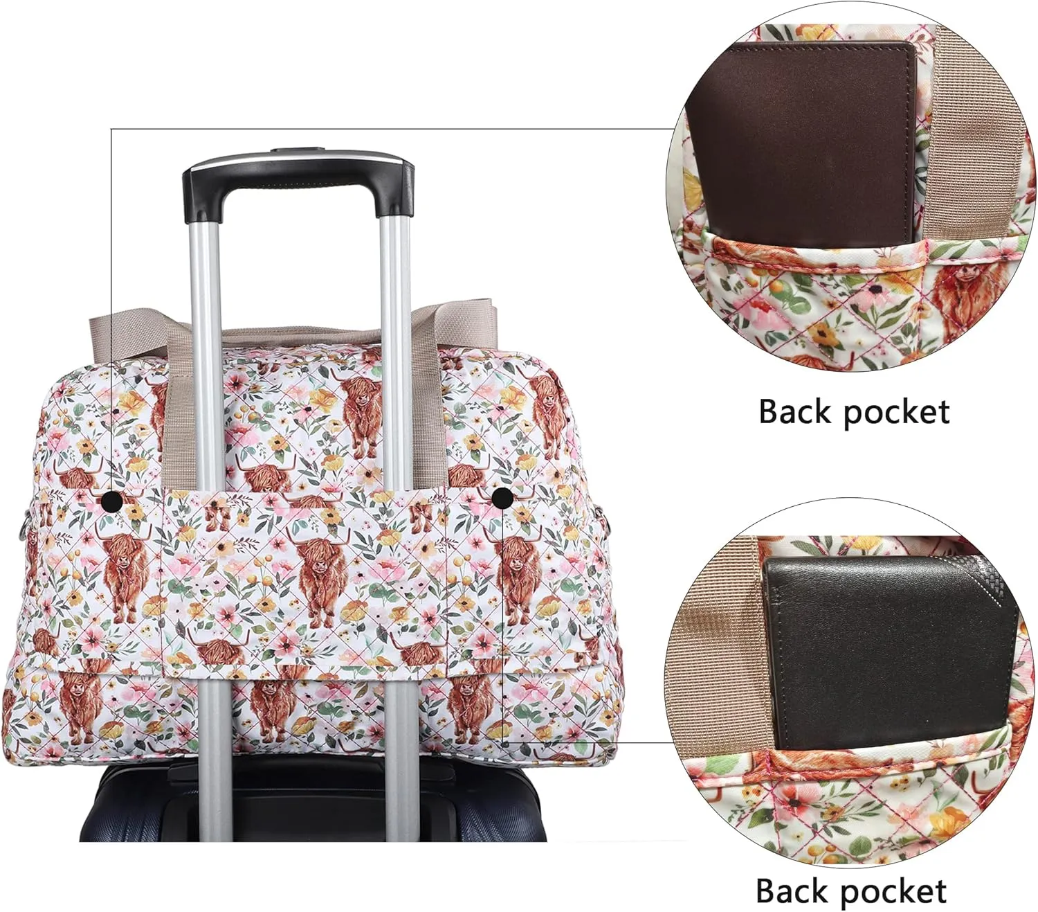 Malirona Foldable Travel Duffel Bag Tote for Spirit Airlines Carry on Bag Luggage Sport Duffle Weekender Overnight for Women and Girls (Beige)