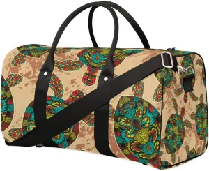 Mandala Flora Turtle Nation Travel Duffel bag for Men Women Weekender Overnight Bag Gym Bag Carry On Luggage Bags for Yoga Workout Sports
