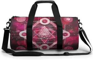 Mandala Mystical Geometric Polygonal Gym Bag for Men Women Cylindrical Gym Duffle Bags Travel Sports Carryon Gymbag 17.7in/9in/9in
