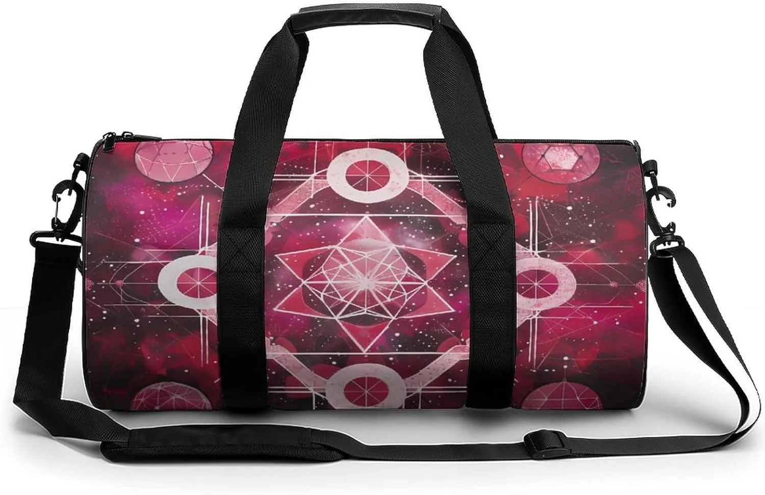 Mandala Mystical Geometric Polygonal Gym Bag for Men Women Cylindrical Gym Duffle Bags Travel Sports Carryon Gymbag 17.7in/9in/9in