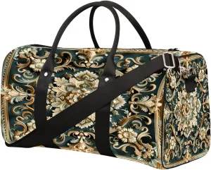 Mandala Square Is Symmetrical Travel Duffel Bag for Women Men Small Sport Gym Bag Waterproof Weekender Overnight Lightweight Carry on Foldable Gym Bag for Training Swim Yoga Traveling Handbag