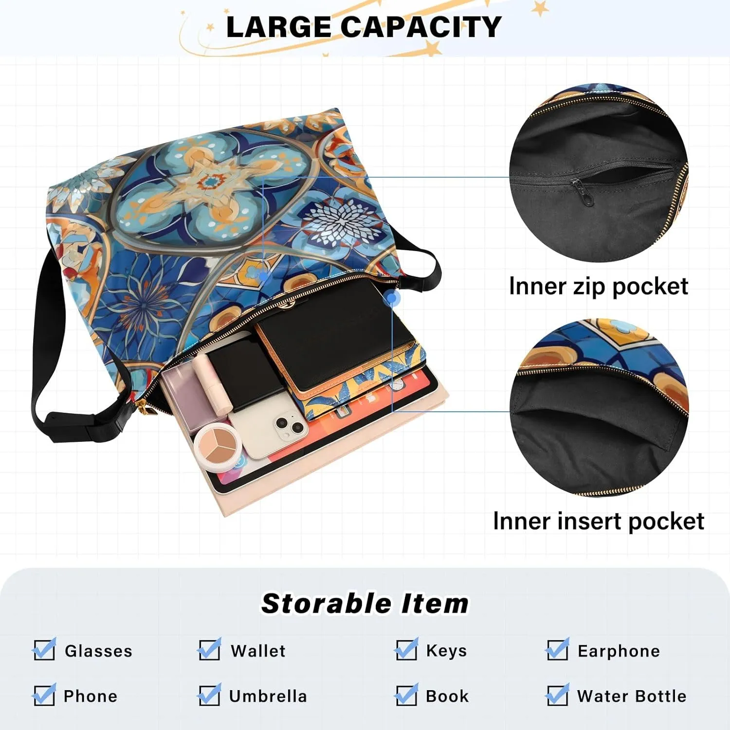 Map of the Tower and Palace Soft Leather Bag, Leather Crossbody Bag, Women's Crossbody Hobo Bag