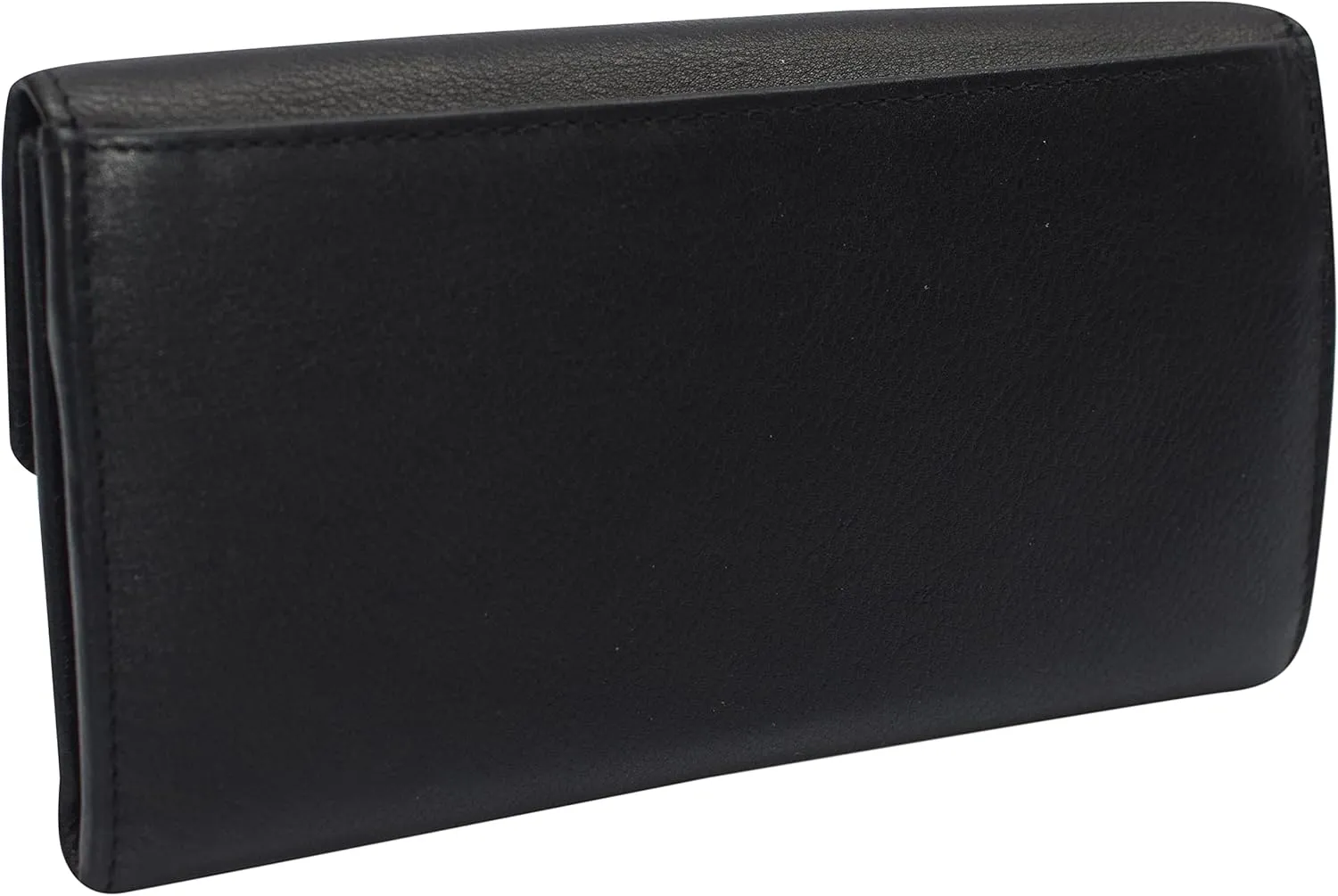 MARSHAL RFID Genuine Leather Women's Slim Flap Wallet Clutch Organizer (Black)