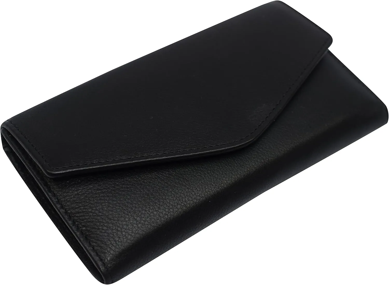 MARSHAL RFID Genuine Leather Women's Slim Flap Wallet Clutch Organizer (Black)