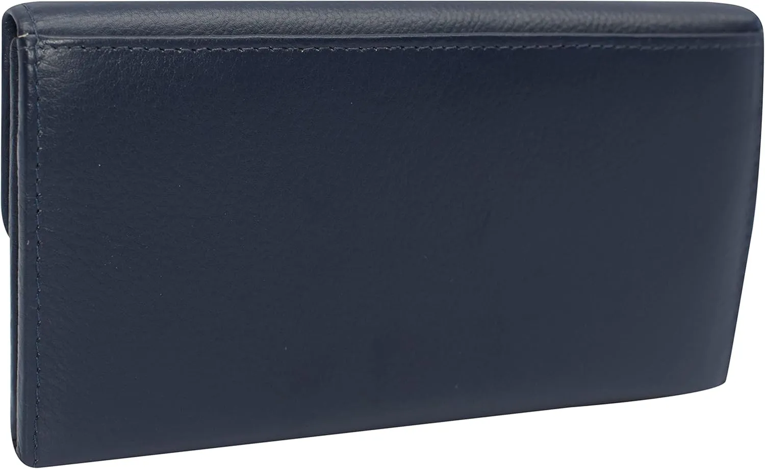 MARSHAL RFID Genuine Leather Women's Slim Flap Wallet Clutch Organizer (Blue)