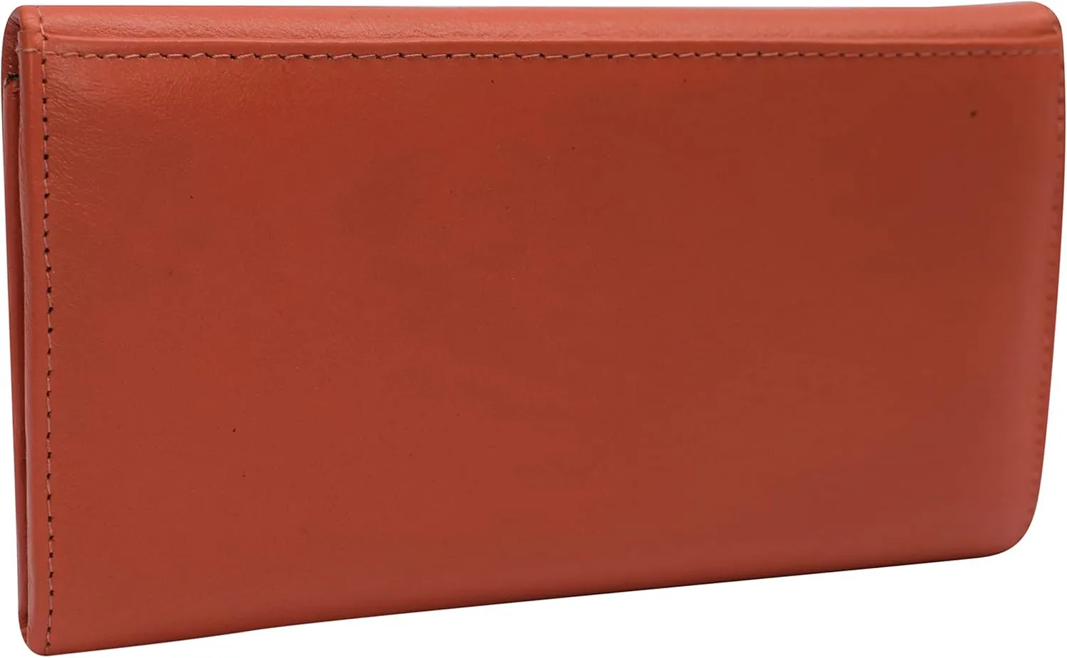 MARSHAL RFID Genuine Leather Women's Slim Flap Wallet Clutch Organizer (Orange)