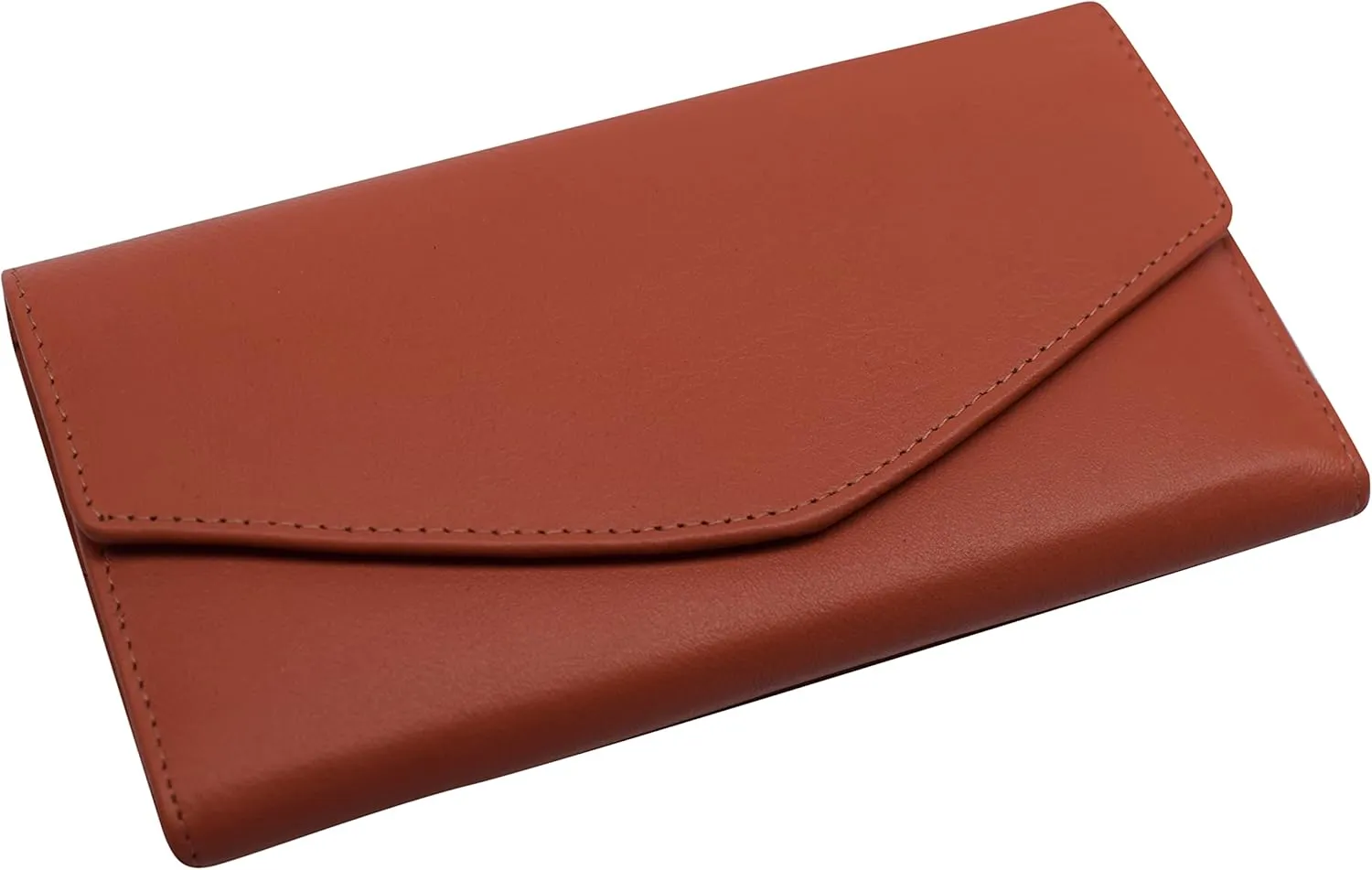 MARSHAL RFID Genuine Leather Women's Slim Flap Wallet Clutch Organizer (Orange)