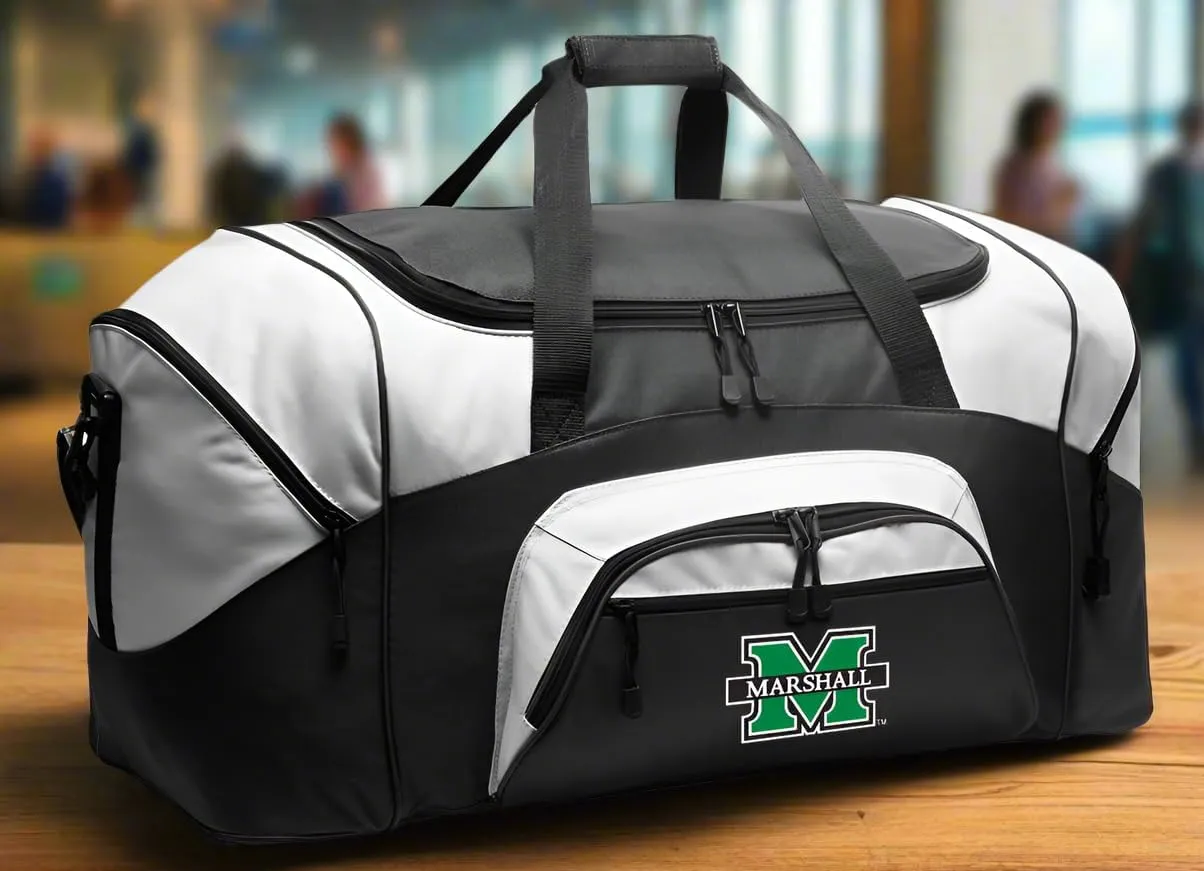 Marshall University Suitcase Duffle Bag Large Marshall Duffel Gift Idea for Her or Him (Black)
