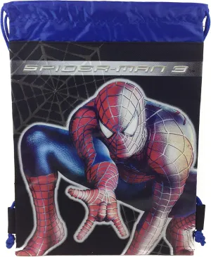 Marvels Spiderman 10" X 14" Drawstring Backpack Heavy Duty Nylon Tote Bag Color (Blue, Red, or Black)