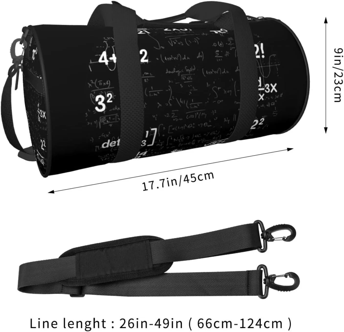 Math Equations Notations Chalkboard Round Travel Duffel Bag Large Capacity Gym Sports Bags for Hiking Vacation Trips