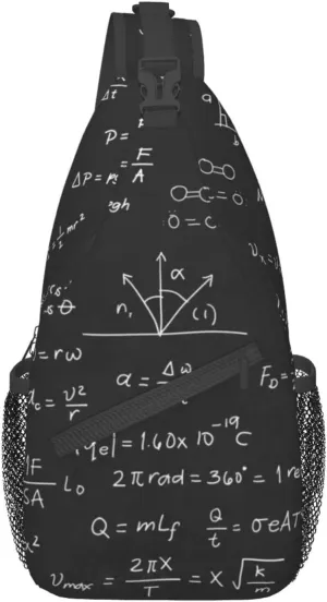 Math Science Formula Equation Sling Bag for Women Men Crossbody Sling Backpack Travel Hiking Daypack Chest Shoulder Bag with Adjustable Strap