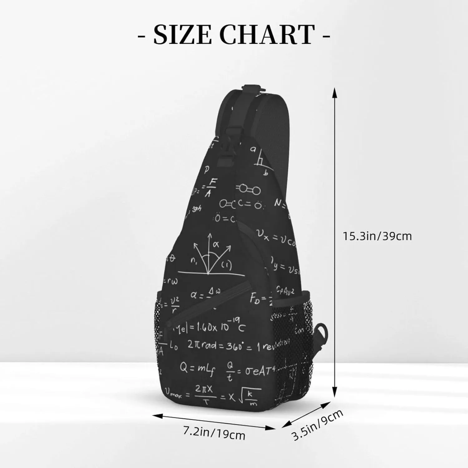 Math Science Formula Equation Sling Bag for Women Men Crossbody Sling Backpack Travel Hiking Daypack Chest Shoulder Bag with Adjustable Strap