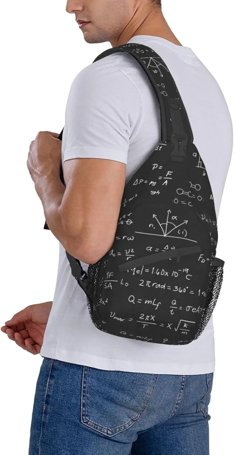 Math Science Formula Equation Sling Bag for Women Men Crossbody Sling Backpack Travel Hiking Daypack Chest Shoulder Bag with Adjustable Strap