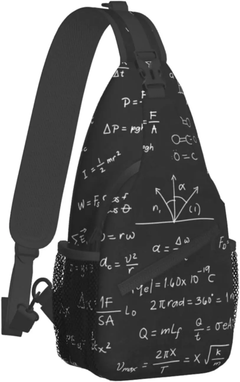 Math Science Formula Equation Sling Bag for Women Men Crossbody Sling Backpack Travel Hiking Daypack Chest Shoulder Bag with Adjustable Strap